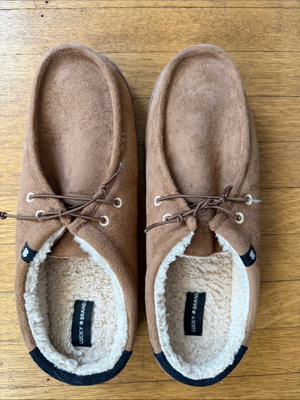 Lucky Brand Men’s Brown Suede-Look Sherpa Lined Slippers NWOT size XL